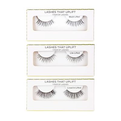False Lashes for Monolids Sample 3 Pack - Natural Strip Lifting Eyelashes for Asian Eyes - Cute Manga Small Lash Styles - Hannah Cho Beauty