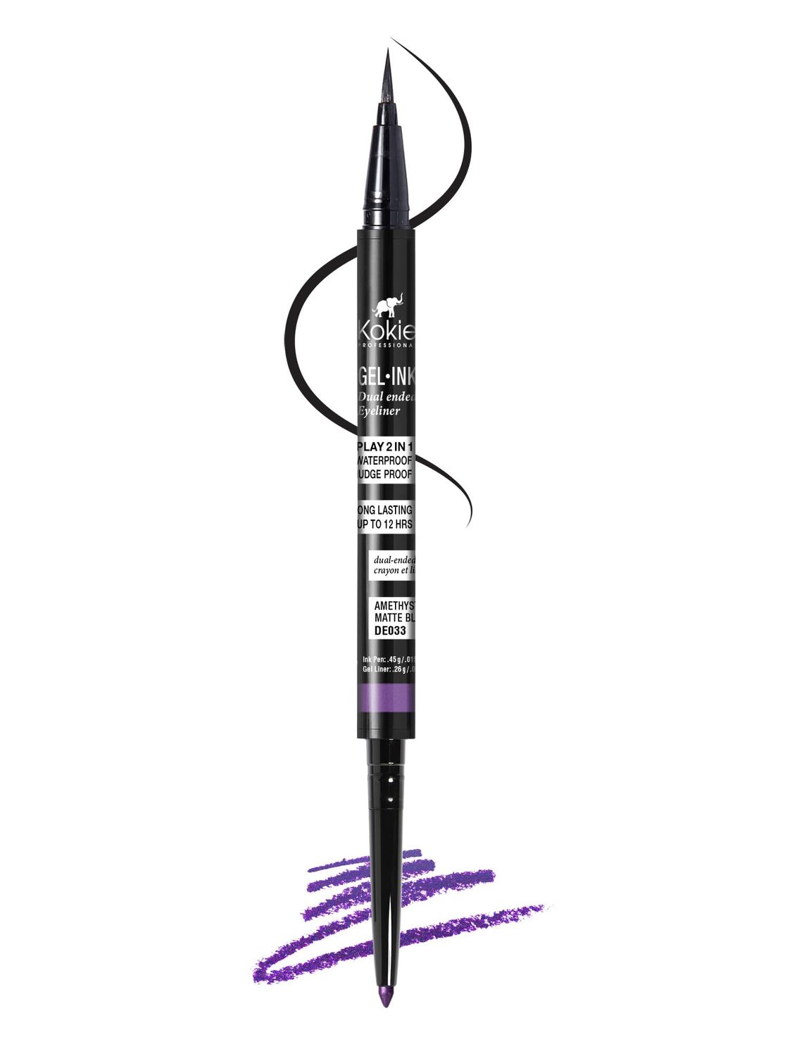 Kokie Gel Ink Dual Ended Eyeliner (AmethystMatte Black)
