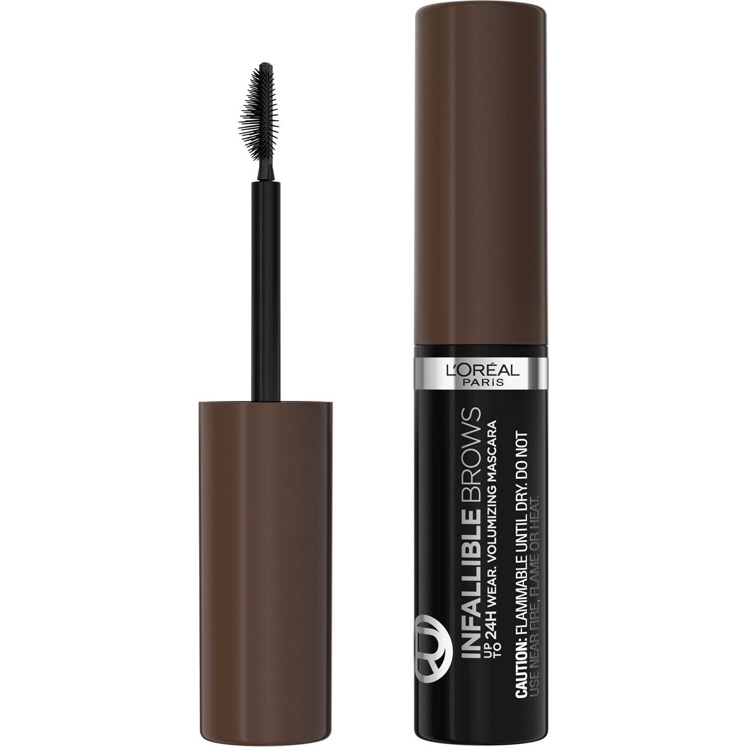 L&#39;Oreal Paris Infallible Volumizing 24H Wear Brow Mascara, Long Lasting Eyebrow Makeup for 2X Fuller Eyebrows, 4.0 Dark Brunette, 0.13 Fl Oz
