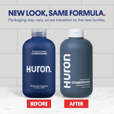 Huron Mens Conditioner - Lightweight, Hydrating Conditioner - Eliminates Frizzy Hair, Moisturizes, & Restores Shine - Clean & Invigorating Scent - 100% Vegan Ingredients & Cruelty-Free - 11.8 Fl Oz
