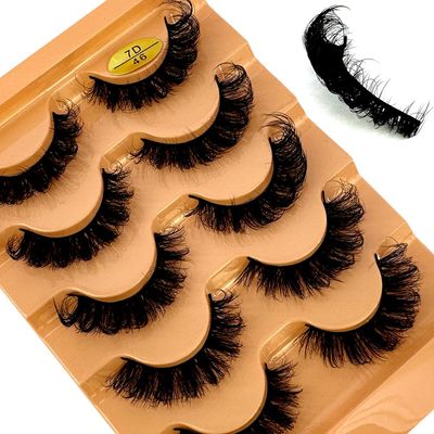 HBZGTLAD Cat eye Eyelashes 3D Natural False Lashes D Curl Fluffy Soft Cross 5 pairs Manga Lashes Wispy Natural Eyelash Extension Makeup (7D-46)