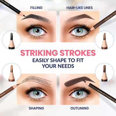 Stylia Eyebrow Pencil Black, Waterproof Eye Brow Pencils for Women Black, Microblading Eyebrow Pencil, Black Eyeliner Pencil, Brow Pencil Set (12PC Black)