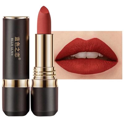 BLUE LOVE Non-Stick Cup Not Fade Lipstick, Not Fade Lip Gloss, Long Wear Lipstick Waterproof Smudge Proof Lip Stick, Nourishing &amp; Long-Lasting Makeup for Women (03 Brownish Red)