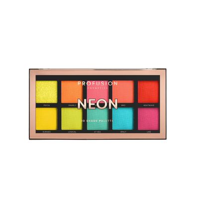 Profusion Cosmetics 10 Shade Eyeshadow Palette - High Pigmented Multi-Finish Colors, Vegan &amp; Cruelty-Free, Create Stunning Looks On-the-Go - Travel-Friendly &amp; Versatile Makeup, NEON