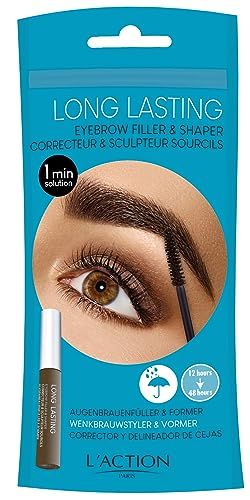 L&#39;Action Paris Long-Lasting Eyebrow Filler and Shaper, Eyebrow Mascara Fills Brows with Natural Colour, Sculpts Brows to Desired Shape, Waterproof Formula, Medium Brown 8.5g
