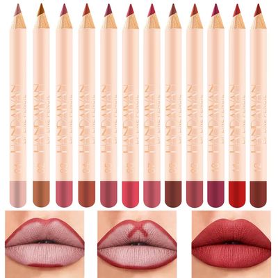 Layhou 12 Colors Matte Lipstick Long-lasting Lip Liner Pen Set Waterproof Non-stick Lip Liner Pencil 1.2g12 Easy to Apply