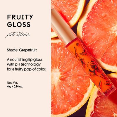Winky Lux Fruity Gloss pH Lip Stain, Non Sticky Lip Gloss, Tinted Lip Oil, Lip Lacquer, Yummy Fruit Lipgloss, Jojoba Oil for Hydration & Shine, Grapefruit