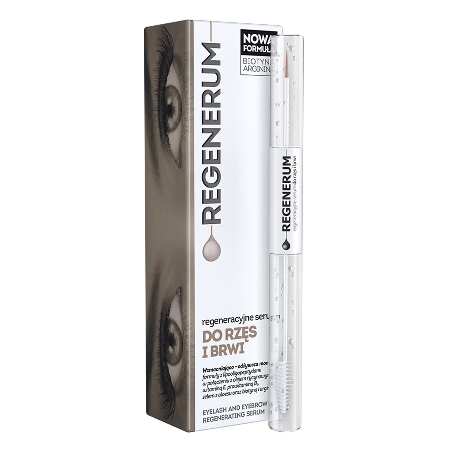 Regenerum Eyelash and Eyebrow Regenerating Serum - Intensive Care for Brittle Eyebrows and Eyelashes - Longer, Thicker, and Stronger Results - Dual Formula for Accelerated Growth and Nourishment - 11g
