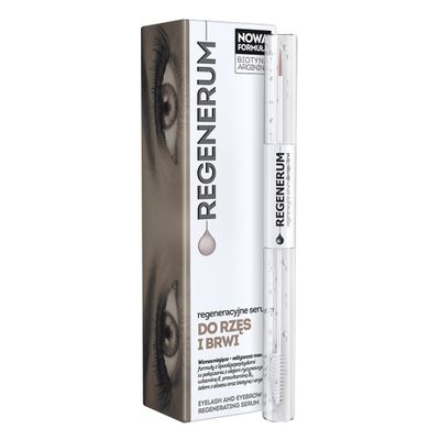 Regenerum Eyelash and Eyebrow Regenerating Serum - Intensive Care for Brittle Eyebrows and Eyelashes - Longer, Thicker, and Stronger Results - Dual Formula for Accelerated Growth and Nourishment - 11g
