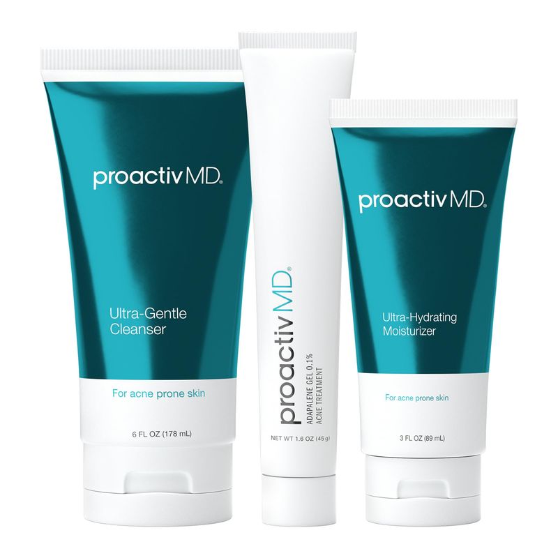 Proactiv MD Adapalene Gel Acne Treatment 90 Days Kit, Green Tea Face Cleanser and Moisturizer with Hyaluronic Acid, White