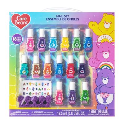 Townley Girl Care Bears 15 pcs Non-Toxic Nail Polish Set for Kids with Stickers &amp; Toe Spacers | Peel able &amp; Quick Dry | Birthday Gifts for Ages 3