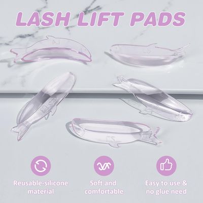 Troocolor Lash Lift Shields, 10Pcs Reusable Soft Eyelash Perm Curler for Lash Lift Kit with Fish Style Ancillary Eyelash Curl Lash Lift Pads (Pink)