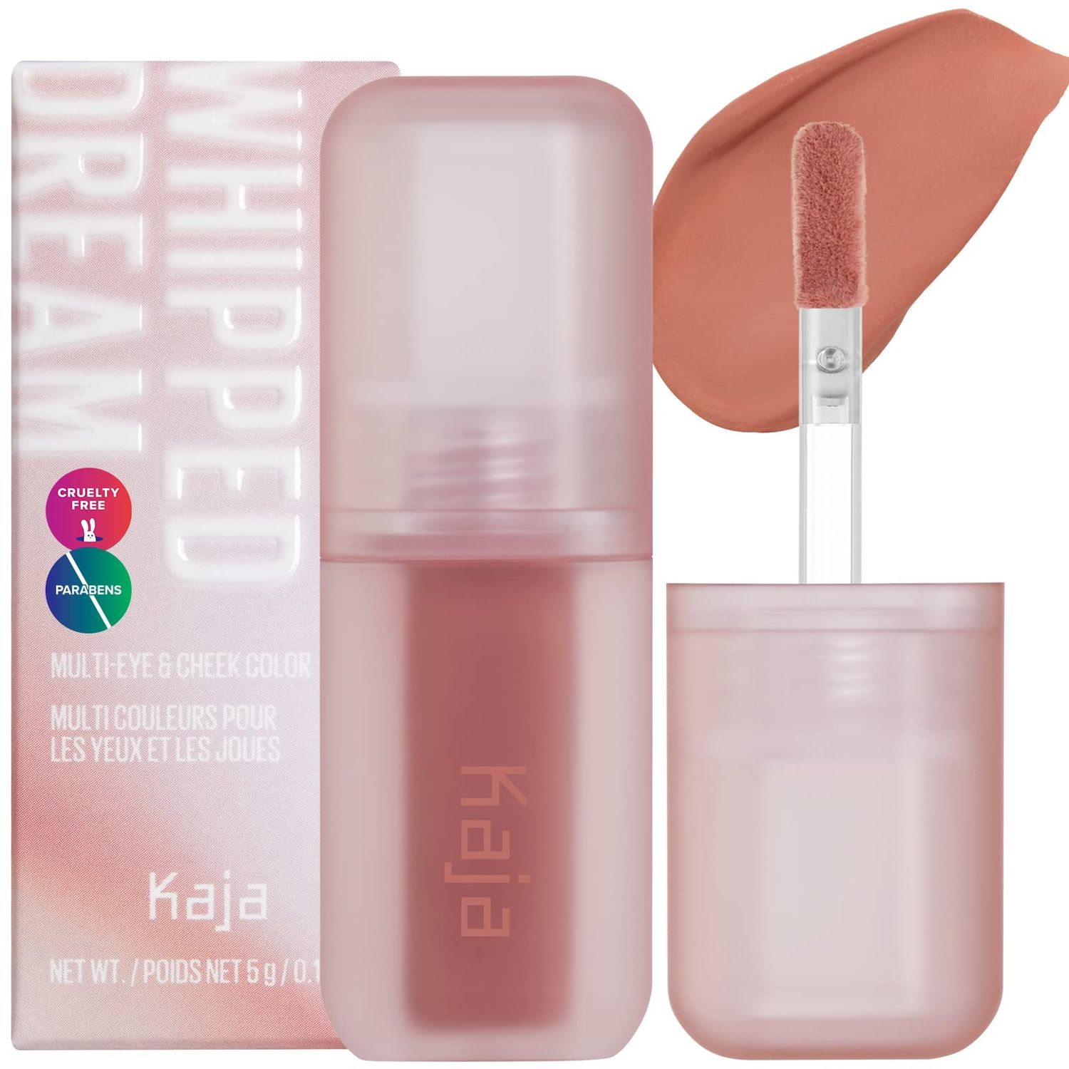 Kaja Multi-purpose Liquid Eyeshadow &amp; Blush - Whipped Dream | with Cotton Seed Oil, 4 Shades, Buildable, Blendable, Airy Semi-matte Finish, 01 Coral Souffle, 0.17 Oz