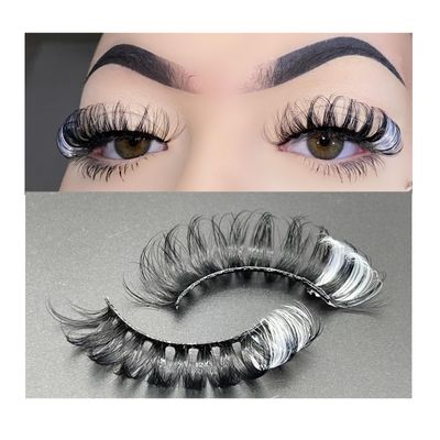 Miss Kiss Christmas Eyelashes 1 Pair Lashes with Color White Russain D Curl False Eye Lash Soft Wispy Manga Eyelash Strip Natural Look 3D Faux Mink Fairy Eyelashes 16 MM (White)