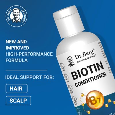 Dr. Berg Biotin Conditioner for Men & Women (Improved High-Performance Formula) - Independently Tested & Certified Paraben- Sulfate- & Silicone-Free - Infused wBiotin, Argan & Botanicals - 8 Fl oz