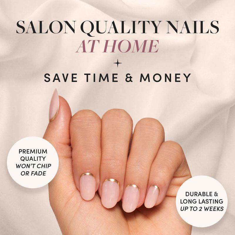 Glamnetic Press On Nails - Goal Digger | Glossy, Semi-Transparent, Short Round Nails, Reusable | 12 Sizes - 30 Nail Kit with Glue