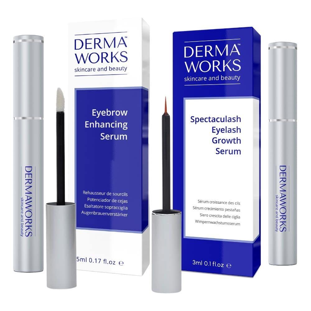 DERMAWORKS Duo Set 1x Lash Serum for Eyelash Growth  1x Eyebrow Growth Serum for Thicker Brows - Eyelash Serum to Grow Lashes - Eyelash Growth Serum for Eye Lashes - Eyebrow Serum to Grow Brows