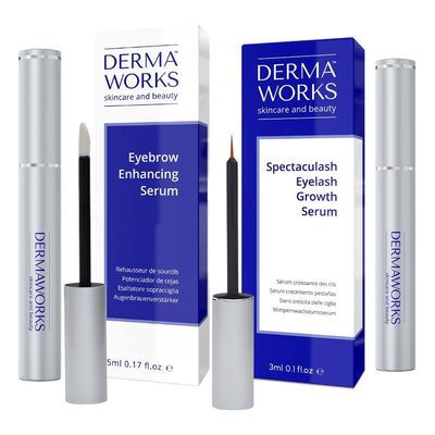 DERMAWORKS Duo Set 1x Lash Serum for Eyelash Growth  1x Eyebrow Growth Serum for Thicker Brows - Eyelash Serum to Grow Lashes - Eyelash Growth Serum for Eye Lashes - Eyebrow Serum to Grow Brows