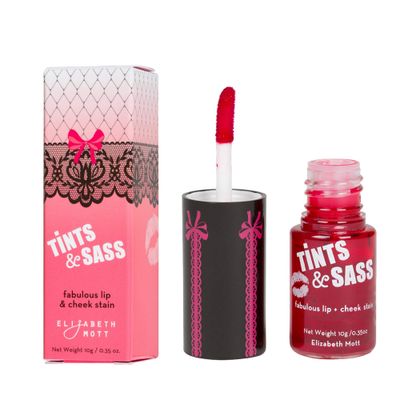 Elizabeth Mott Tints & Sass Rosy Lip Stain and Cheek Tint - Long-lasting Natural Lip and Cheek Color For All Skin Types and Skin Tones, Cruelty Free (10g0.35oz)