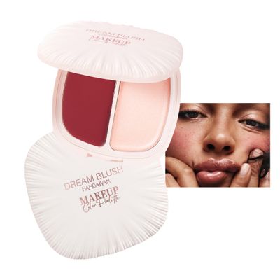 MIESCHER 2 in 1 Pearl Cream Blush Highlights, Buildable &amp; Blendable Face Makeup Blush for Cheeks, Lightweight Soft Long-lasting Blusher for Girls &amp; Women, BlushHighlightEyeshadow, 04#Heated