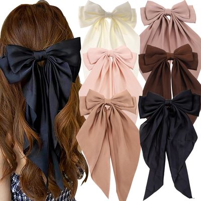 Seneeel 6 PCS Oversized Hair Bows, Big Bows for Girls and Women, Hair Ribbons