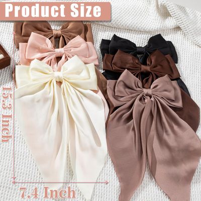 Seneeel 6 PCS Oversized Hair Bows, Big Bows for Girls and Women, Hair Ribbons