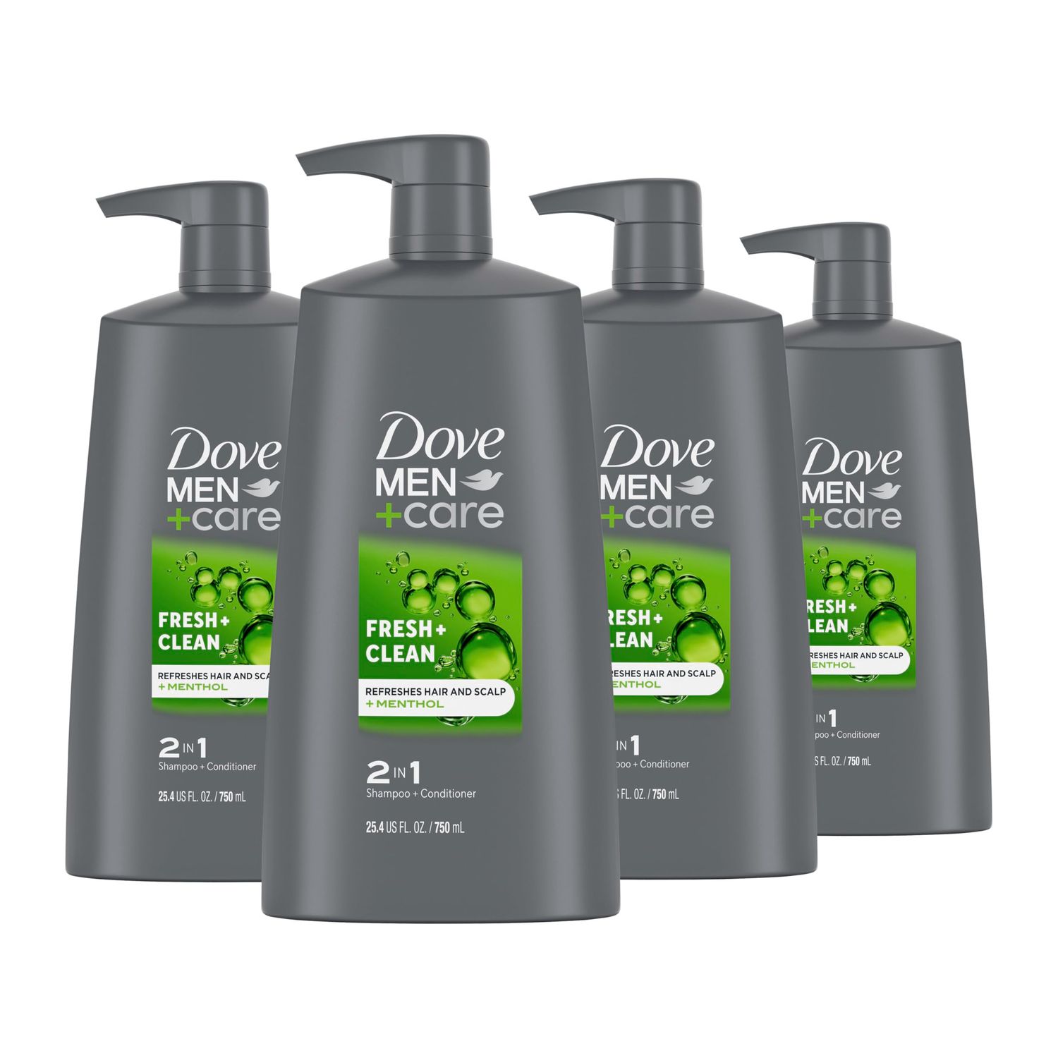 DOVE MEN  CARE 2-in-1 Shampoo and Conditioner Fresh and Clean 4 Count Nourishes and Invigorates Helps Strengthen Hair 25.4 oz