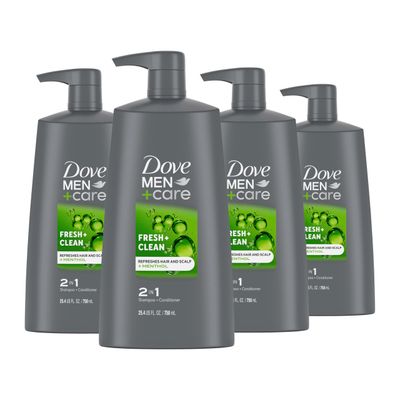 DOVE MEN  CARE 2-in-1 Shampoo and Conditioner Fresh and Clean 4 Count Nourishes and Invigorates Helps Strengthen Hair 25.4 oz