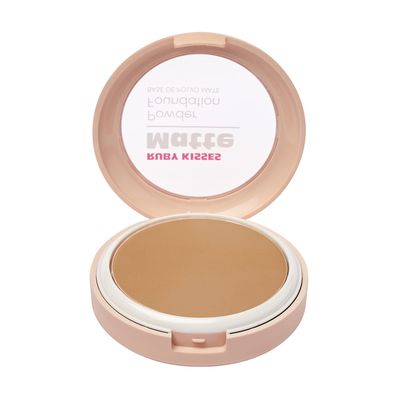 Ruby Kisses Face Powder Foundation, Pressed Compact Makeup Setting Powder, Full Coverage Matte Lightweight, Long-Lasting, Perfect Finishing Powder, Convenient, Sponge &amp; Mirror Included (Caramel)