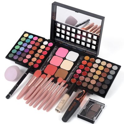 Full Makeup Kit with Applicator - 78 Color Cosmetic Gift Set Include EyeshadowLipstickBlushContourConcealer, Mascara, Lip Liner, Eyeshadow Primer, Eyebrow Powder, Sponge and 8pcs Makeup Brush