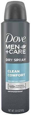 Dove Men  Care Dry Spray antitranspirante, Clean Comfort 3,8 oz (2 Pack)