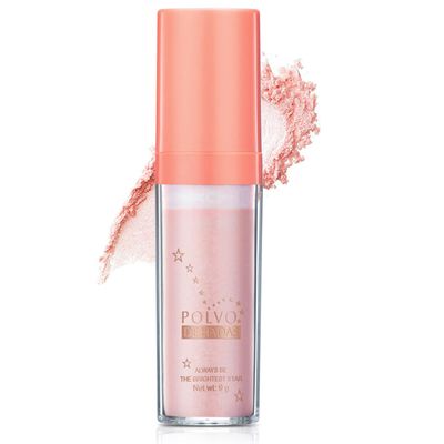 Polvo De Hadas,Body Face Glitter Highlighter Powder Stick,Face High Gloss Natural Three-dimensional Face Blusher Sparkle Fairy Highlight Patting Powder Smooth Highlight Makeup Stick Pink
