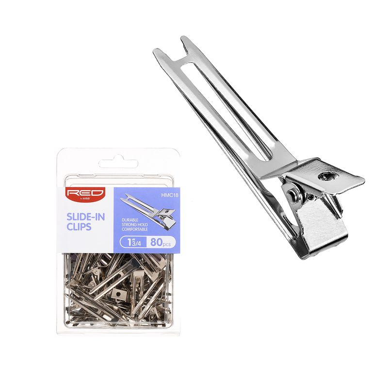 RED by Kiss 80pcs 1.75" Slide-In Hair Clips, Durable Metal Curl Setting Clips for Hairdressing, Sectioning &amp; Retwisting, Rust-Free Hair Pins for Dreads, Dreadlocks, &amp; Twist Styles