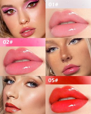 3 Colors Lip Oil Lip Glaze,Tinted Lip Gloss,Hydrating Lip Glow Oil Lipgloss,Shiny Transparent Pink Lip Stain Tint Fat Lip Oil,Clear Glow Reviver Lip Care Oil,Christmas Makeup Gift Set for Women-125