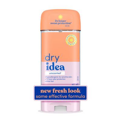 Dry Idea Gel Deodorant &amp; Antiperspirant | 2X Longer Sweat Protection | 72-Hour Odor Protection | Unscented &amp; Hypoallergenic for Sensitive Skin, 3 oz.