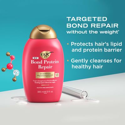 OGX Repair &amp; Protect Bond Protein Repair Shampoo, Lightweight Hair Wash Cleanses &amp; Targets Damaged Areas of Hair for Effective Bond Repair, Sulfate-Free Surfactants, 13 fl. oz