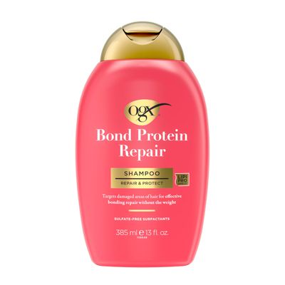OGX Repair &amp; Protect Bond Protein Repair Shampoo, Lightweight Hair Wash Cleanses &amp; Targets Damaged Areas of Hair for Effective Bond Repair, Sulfate-Free Surfactants, 13 fl. oz
