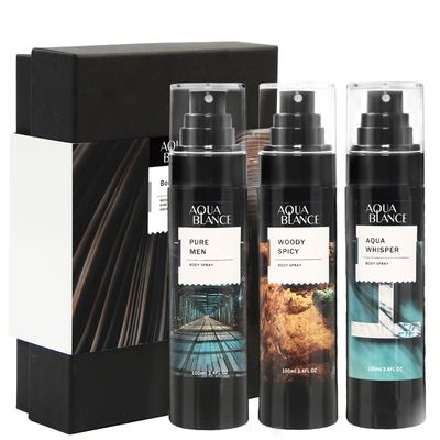 AQUA BLANCE Deodorizing Body Spray for Men, Mens Body Refreshing Spray, Fragrance Mist, Pack of 3, Each 3.4 Fl Oz, Total 10.2 Fl Oz