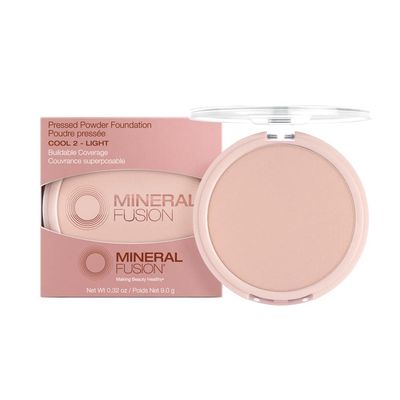 Mineral Fusion Pressed Powder Foundation, Cool 2 - FairMed Skin w PinkRed Undertones, Age Defying Foundation Makeup with Matte Finish, Talc Free Face Powder, Hypoallergenic, Cruelty-Free, 0.32 Oz