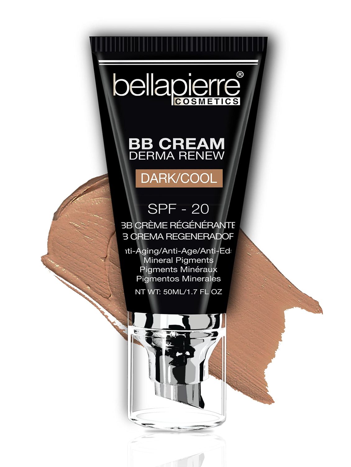 bellapierre BB Cream with SPF 20 - Tinted Sunscreen, Concealer, Matte Foundation, &amp; Moisturizing Face Cream | Lightweight Formula  Pump Top Applicator | Non-Toxic &amp; Paraben Free | 1.7 Oz - Dark Cool