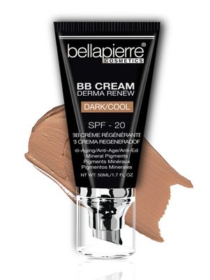 bellapierre BB Cream with SPF 20 - Tinted Sunscreen, Concealer, Matte Foundation, &amp; Moisturizing Face Cream | Lightweight Formula  Pump Top Applicator | Non-Toxic &amp; Paraben Free | 1.7 Oz - Dark Cool