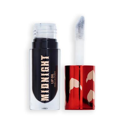 Revolution Beauty Truly Sinful Midnight Black Lip Glaze Oil, Halloween Lip Costume Makeup, Vegan &amp; Cruelty-Free