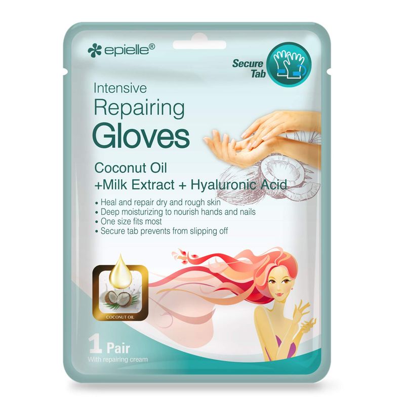 Epielle Intensive Repairing Hand Masks - 6 Pack | Deep Moisture Gloves for Dry, Cracked Hands | Enriched with Coconut Oil &amp; Milk Extract | Korean Skincare