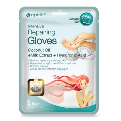 Epielle Intensive Repairing Hand Masks - 6 Pack | Deep Moisture Gloves for Dry, Cracked Hands | Enriched with Coconut Oil &amp; Milk Extract | Korean Skincare