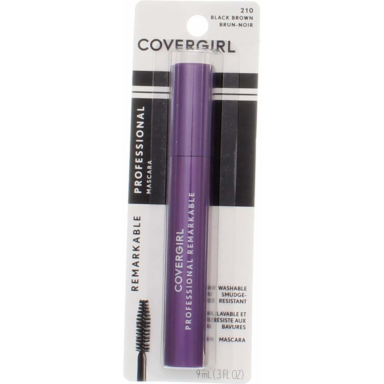 CoverGirl Professional Remarkable Washable Mascara, Black Brown 210 0.30 oz (Pack of 3)
