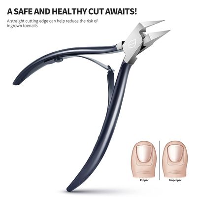 FERYES Toenail Clipper Straight Blade for Ingrown and Thick Nails - Stainless Steel and Sharp Pointed Tip Ingrown Nail Clipper - Wide Jaw Toe Nail Cutter Podiatry Tool Dark Gray