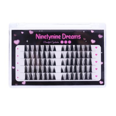 Ninetynine Dreams 70PCS Bunny Ear Lashes (10-14mm) C Curl Individual False Eyelash Extension Thin Band Reusable Manhua Manga Anime Volume Lashes Clusters