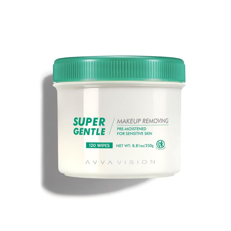 AVVA VISION Super Gentle Makeup Remover Wipes Sensitive Skin Eye Makeup Removal Pads Facial Cleansing Plant-Based Fibers, 120 Wipes