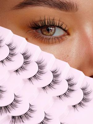 Cat Eye Lashes Wispy Eyelashes 15mm Manga Cat Eyelashes Natural Look Wispy False Lashes 3D Volume Fake Eyelashes Anime Lash Soft Faux Mink Lashes 7 Pairs Lashes Pack Siligli