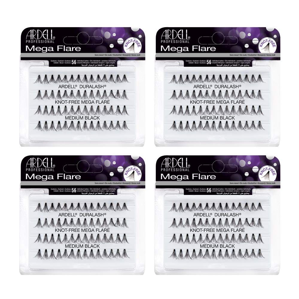 Ardell False Eyelashes Mega Individuals Knot-Free Medium Black 4 Pack